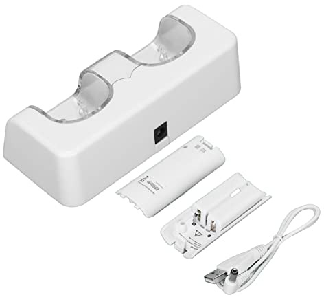 Asixxsix Fernbedienung-Akkuladegerät, Gewederladbare Tragbare Dual-Ladestation MIT Netzkabel und Netzeil für die der -Game-Fernbedienung (White)