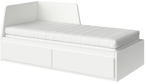 ProTuning FLEKKE Tagesbett mit 2 Schubladen/2 Matratzen, weiß/Åfjäll mittelfest, 80x200 cm