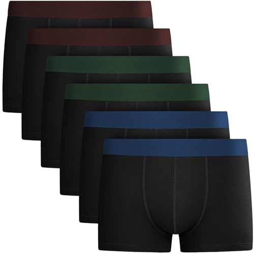 QINCAO Boxershorts Herren 6er Pack, Ohne Logo, Unterhosen Männer Baumwolle | Hochwertige Baumwolle, herren unterhosen, keine umgeschlagenen Kanten, weich & körpernah & langlebig bequem, ohne Etikett