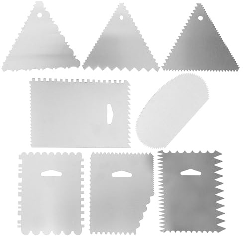 OSALADI 8 Pièces Grattoirs à Gâteaux en Aluminium Odontoïdes, Outils de Décoration Pâtisserie Dents de Scie, Spatules Multifonctions pour Lissage et Glaçage, Ustensiles la Cuisine Maison