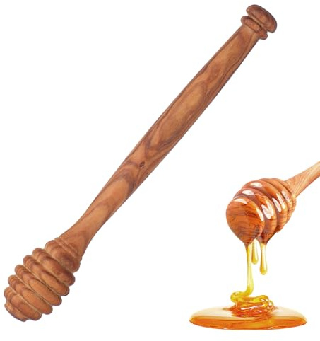 Molain Olive Wood Honey Dipper, 5.91 Inch Wooden Honey Spoon Dipper Natural Wood Drizzler Stick for Tea, Kitchen Tool for Honey Jars Syrup Jam