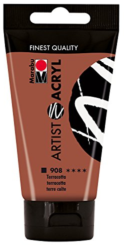 Marabu 12200002908 - Artist Acryl terracotta 75 ml, feine Acrylfarbe in Künstlerqualität, auf Wasserbasis, pastose Konsistenz, hoch pigmentiert, sehr gute Brillanz und Deckkraft