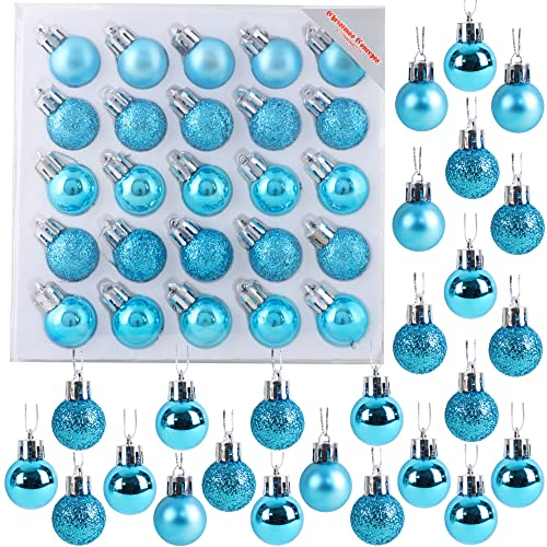 Packung mit 25 Glänzend, Matt & Glitter Mini Weihnachtsbaum-Flitter (Turquoise)