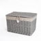 green leaves Large Wicker Basket with Lid with Liner Trunk Baby Nursery Toys Blanket Storage Chest Basket (Grey, Large)