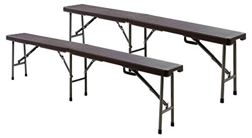 SONLEX 2er Set Bierbank klappbar Partybank 180 x 25 x 41 cm braun bis 200 kg Gartenbank für 4 Personen Garnitur wetterfest Kunststoff