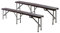 SONLEX 2er Set Bierbank klappbar Partybank 180 x 25 x 41 cm braun bis 200 kg Gartenbank für 4 Personen Garnitur wetterfest Kunststoff