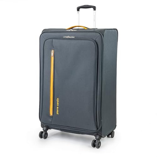 Pierre Cardin Cion CL610M Reisegepäck mit weichen Seiten und belastungsgeprüften langlebigen Rollen, Teleskopgriff Koffer mit Packgurten, Grau und Orange, L, Größe L: 78 cm