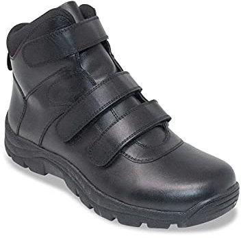 Pegasus Men's Leather Boots Water Resistant Touch Fasten Wide Fit Black 10 UK