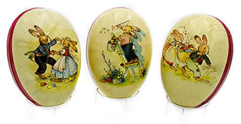 Nestler 3er Set Ostereier zum Befüllen Größe 12 cm - Handgemachte Eier aus Pappe in verschiedenen Größen - Wunderschönes Motiv Happiness III - Liebevolles Ostergeschenk (12cm)