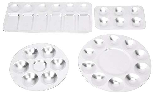 6/10 puits Plateau de Peinture en Aluminium pour Peinture Chinoise aquarelles Gouache Acrylique et Peinture à l'huile4 PCS Palettes de Peinture Painting Tools Painting Tools