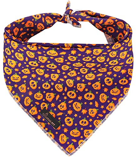 ARING PET Hund Bandana-Halloween Kürbis Hunde Bandanas, Junge und Mädchen Hundehalstuch Adorable Lila Hund Dreieck Lätzchen für Kleine bis Große Hunde und Katzen