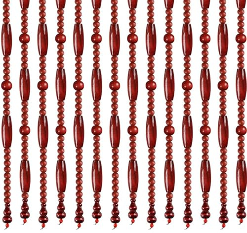 Türvorhang Holzperlenvorhang mit KreisdesignTüröffnung Vorhänge 90x200CM 31Leinen GHB1001B (Braun)