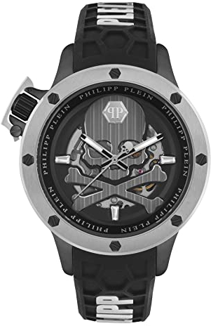 Philipp Plein Herren Analog Automatik Uhr mit Silikon Armband PWUAA0523