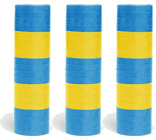 Carpeta Luftschlangen * BLAU GELB * als Deko und Tischschmuck | 3 Rollen je 20 Schlangen, je 4m lang | Ukraine Schweden Tischdeko Party Streamers