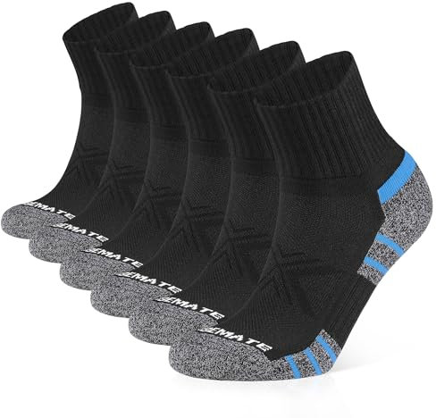 CLOSEMATE Sneaker Socken Herren Kurze Sportsocken Baumwollsocken Arbeitssocken Work Socken Halbsocken Laufsocken Men Quarter Running Socks 39-42 6Schwarz M
