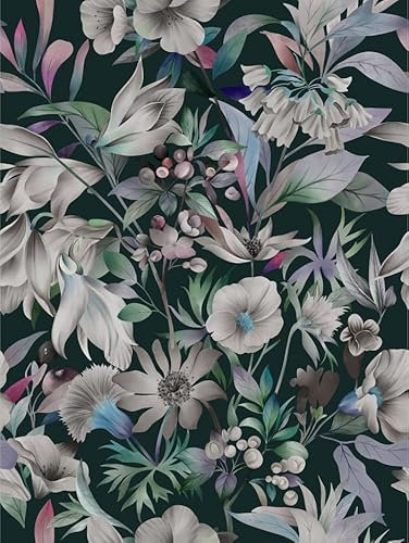 SOEWIOU 300 * 44.5cm Floral Peel and Stick Wallpaper,Thicken Dark Flower Waterproof Wallpaper Vinyl Self Adhesive Contact Paper for Home Bedroom Cabinets and Kitchen Deco
