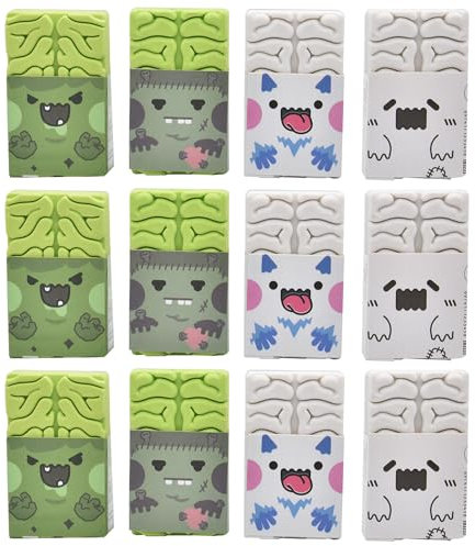 SIPLIV 12 Stück Neuheit Radiergummi Gehirn Radiergummi Lustige Bleistift Radiergummi für Büro Schule Supplies Kunst Schreibwaren - Grün