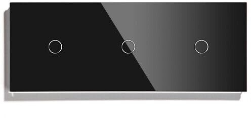PULSAR Touch Lichtschalter 3 Fach Schwarz Glas, Lichtschalter Gehärtete Kristallplatte mit Status-LED, Touch Schalter Unterputz Dreifach 110V - 240V / Nicht Smart Schalter