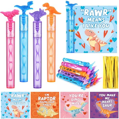 JellyArch Dinosaurier-Blasenstäbe für Jungen, Valentinstagskarten, Dinosaurier-Thema, Geburtstagsparty, Spaß, Valentinstag, Austausch, Geschenke für Kinder, Klassenzimmer, Klasse, Schule, Vorschule,