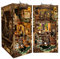 UINOFER Holz Book Nook Kit, Miniatur Puppenhaus Haus, Miniatur Kit 3D Holzpuzzle Buchstützen aus Holz, Modellbausätze für Erwachsene Teens zum Bauen (New World)