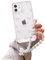 EYZUTAK Case for iPhone 12, Clear Cute Ribbon Bowknot Aesthetic Phone Case with Charm Bracelet Chain Raised Camera Protection Stylish Soft Durable TPU Protective Cover for Women Girls - Pink