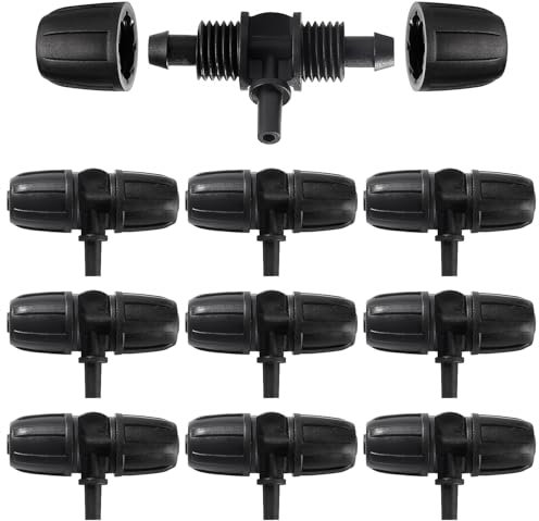 VooGenzek 10 Pezzi 8/12 mm a 6mm Raccordi per Irrigazione, 3 Vie Connettori per Irrigazione, Connettori a T con Spinato Irrigazione a Goccia, Adattatore per Irrigazione a Goccia, per Prato, Giardin