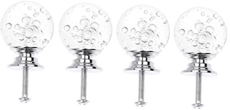 ifundom 4satz Kristallglas Möbelgriffe Mit Silberbasis Einloch Schubladenknopf Im Bubble Ball Design Robust Und Langlebig Passend Für Küchen- Wohn Büromöbel Inklusive Montageschrauben