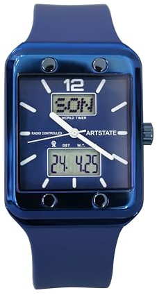 ARTSTATE AS3246 Radio Quartz Men's Watch Analogue Date Display with TPU Strap, blue, Modern