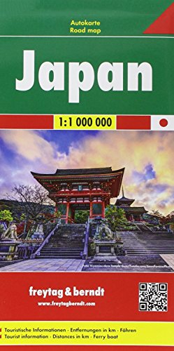 Japan, Autokarte 1:1 Mio.: Touristische Informationen, Entfernungen in km, Fähren