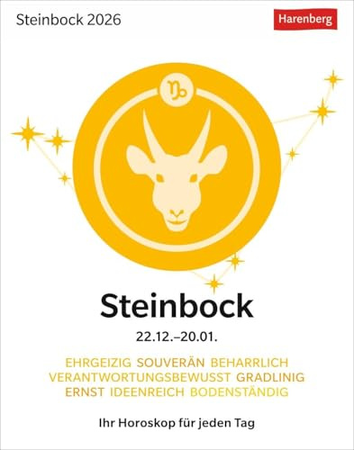 Steinbock Sternzeichenkalender 2026 - Tagesabreißkalender - Ihr Horoskop für jeden Tag: Tischkalender 2026 mit täglichem Horoskop. Kleiner Kalender ... die Sterne (Sternzeichenkalender Harenberg)