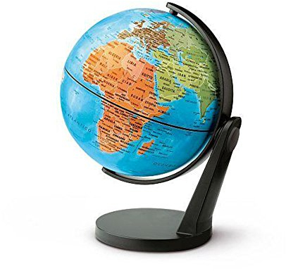 MPT 11: Miniglobus politisch, 11 cm, unbeleuchtet, Kugel dreh/schwenkbar: Politisch. Fuß und Halbmeridian schwarzer Kunststoff