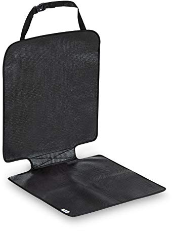 hauck Sit on Me, Schwarz - Universal Kindersitzunterlage Autositzschoner 97 x 47 cm, Isofix Geeignet, Wasserabweisend, Sitzschutz Sitzschoner Auto Kindersitz mit Netztaschen