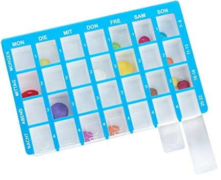Pillendose Arzneikassette 7-Tage, 1 Woche, Blau - Tablettenbox Pillenbox