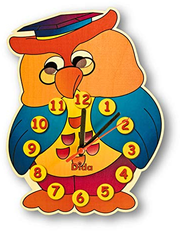 Dida - Wanduhr Uhu, Analoge Uhr Zum Aufhängen Für Das Kinderzimmer, Der Lustige Uhu Ist EIN Ideales Kleines Geschenk, Optimal Auch Im Kindergarten