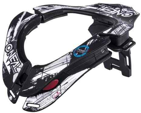O'NEAL | Protector de Motocross | MX MTB Mountain Bike Enduro | 2 Zonas Ajustables; 2 Almohadillas Delanteras, Mecanismo de Bloqueo | Tron Neckbrace Shocker | Adultos | Negro Blanco | Talla única