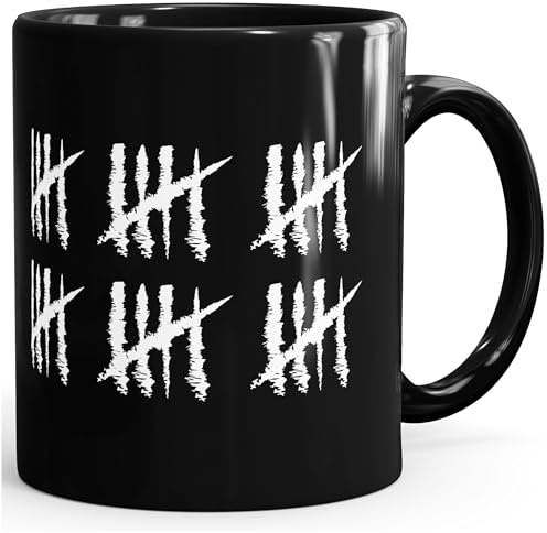 MoonWorks Kaffee-Tasse (style_variation) Geburtstag Strichliste Striche Jubiläum Jahrgang Geschenk Alter einfarbig Schwarz unisize