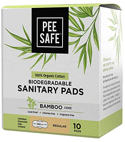 PEESAFE Damenbinden Regular | 100% Bio Baumwolle | extradünn und biologisch abbaubar | 280mm | Anti- Bakteriell | Hautfreundlich | Bequem | 10er Pack Baumwollbinden | Binden auch für Wochenbett