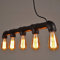 SHIOUCY Retro Klassische Wasserrohr Geformt Hängelampe Industrie rétro Rustic Steampunk Metallwasserrohr Retro Decke hängende 5 Lichter Edison-Lampe Kronleuchter E27