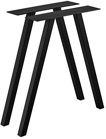 [en.casa] 2X Tischgestell 70x72 cm Metallgestell im Set Möbelbein Stahl Schwarz