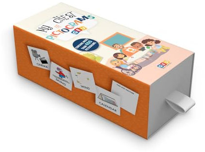 Jeux Educatif - Pictogrammes pour l'Autisme - Étui avec Plus de 400 Cartes Éducatives Plastifiées et Classées en 16 Catégories de Vocabulaire Visuel (Anglais - 400 Pictogrammes)