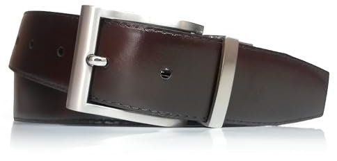 almela - Wendegürtel | Gürtel | Ledergürtel | Wendegürtel | Drehschnalle | 3,5 cm breit | Echtes Leder | 35 mm | Reversible men's belt (Schwarz/Braun | 35mm, 90)