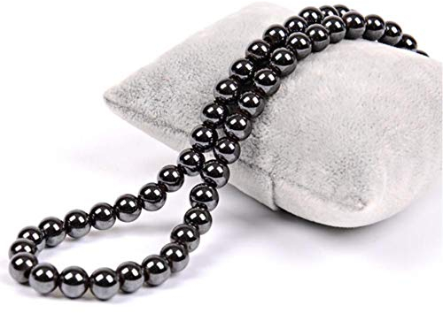 KJFUN Schwarze Runde Perlen Hämatit Halskette Perlenkette 6Mm 8Mm 10Mm Magnetkraft Schmuck Männer Frauen