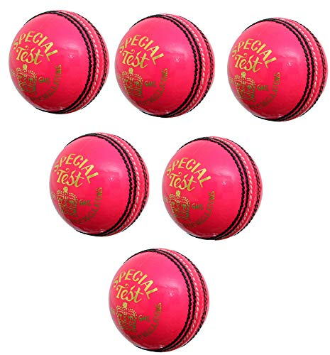 CW Cricketbälle aus Leder, 156 g, 4 Stück, Pink, 6 Stück