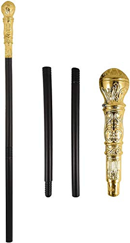 Barocker Gehstock mit goldenem Griff Spazierstock für Edelmann Marquis König Pimp