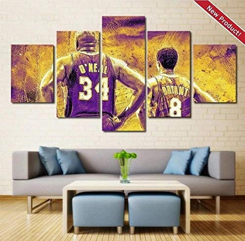 104Tdfc Bilder XXL 5 Teile wandbild leinwandbilder Kunstdrucke randlos Shaq und Kobe XXL 5 Teiliges Wandbild Mit Rahmen Größe Leinwandbild Wandbilder Cadeau d'Halloween