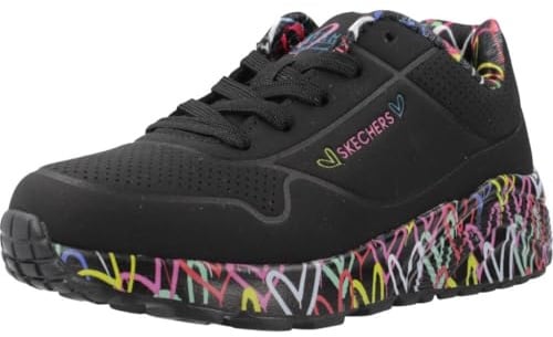 Skechers Mädchen Uno Lite Lovely Luv Sneaker, Black Synthetic Multi Trim, 33 EU