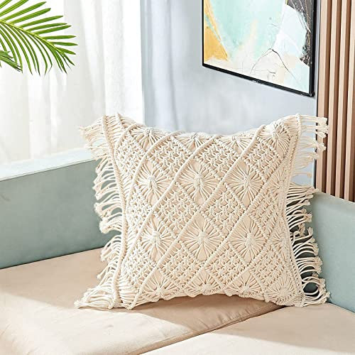 Dekorative Kissenbezug Baumwollseil Weberei, 1 Stück Sofakissen Kissenbezug für Sofa Schlafzimmer Wohnzimmer Kissenhülle Weicher (Ohne Kissenkern) (45x45cm-A)