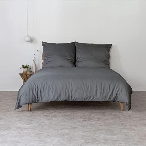AGA.PIE Bambus Lyocell Bettwäsche-Set 200x200 + 2X 80x80 cm - Dunkel-Grau, 100% Bio Oeko-Tex 100, für Allergiker, Antibakteriell, Ganzjahres-Bettwäsche, Atmungsaktiv, Geruchshemmend, Besonders sanft