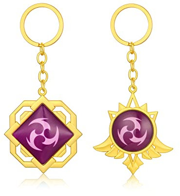 KAERUN Genshin Impact Lot de 2 porte-clés lumineux avec figurine œil de Dieu 7 éléments, Métal non précieux, Non connu
