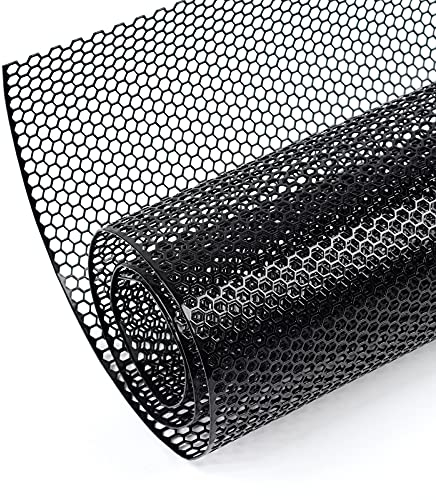 AggAuto 120×40cm Negro Rejilla de carreras, Tamaño del Panal de abeja de 6×1mm, rejilla estirada de aleación de aluminio, ajuste universal rejilla del radiador del automóvil